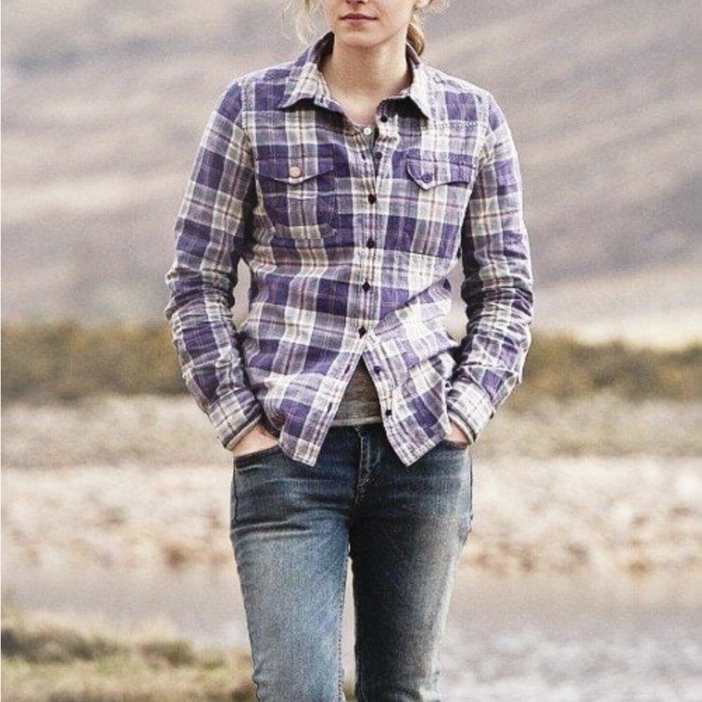 Pull&Bear Purple Plaid Button Down Shirt ALT ASO HERMIONE deathly hallows movie